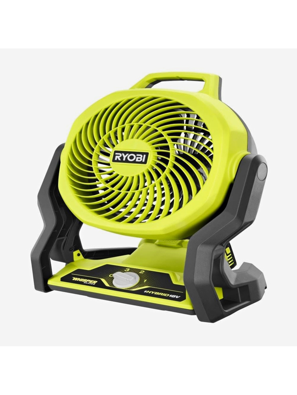 Ryobi Whisper Series 18V Portable Fan, 3-Speed, Adjustable Tilt, Green/Gray